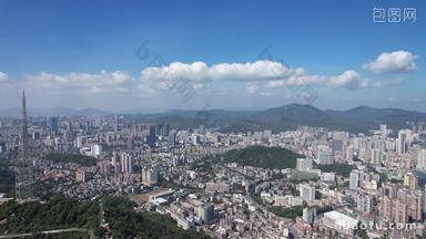 广东珠海城市大景蓝天白云天际线航拍